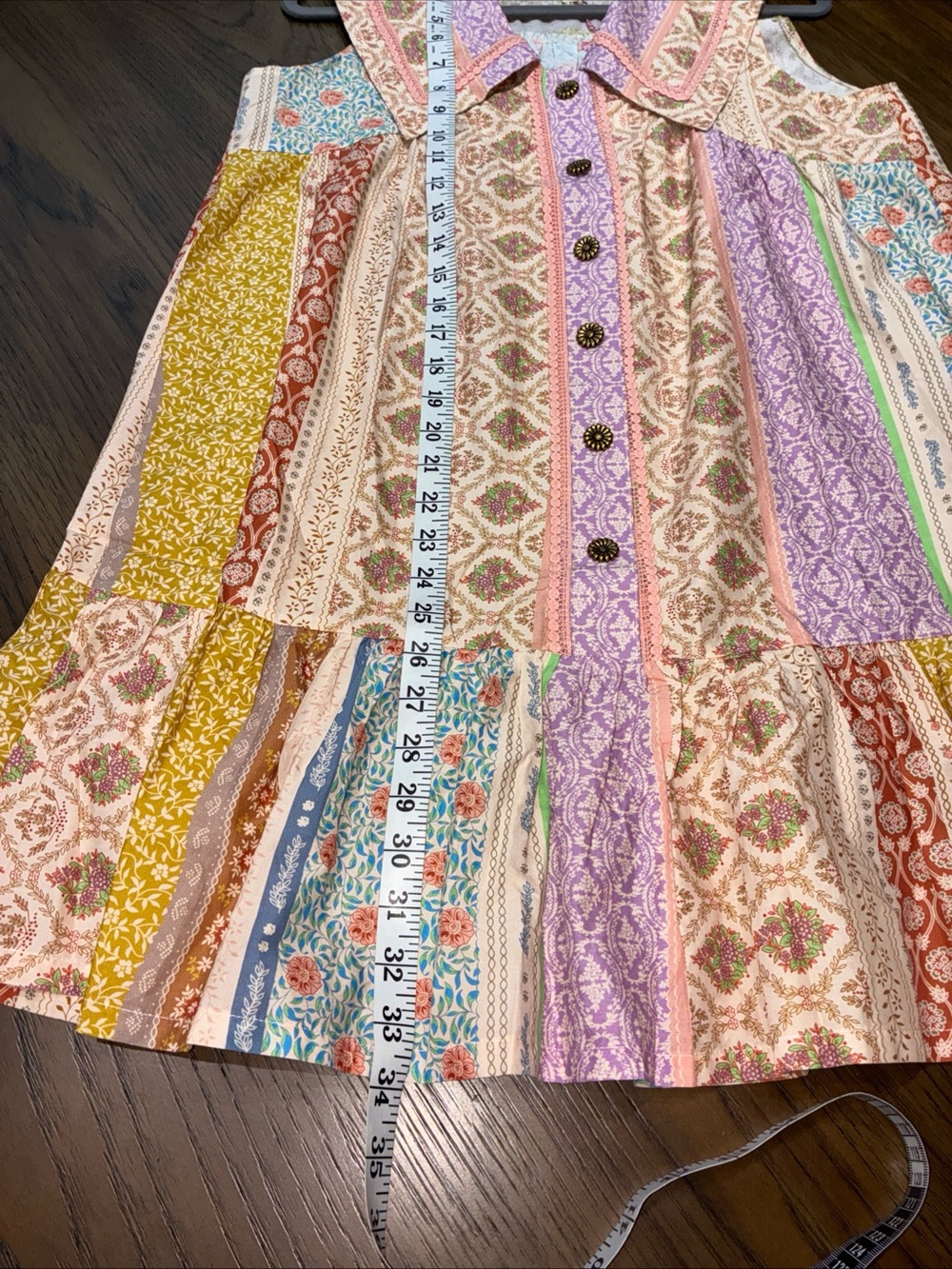 Umgee Lavender, Pink & Mustard Patchwork Button-Down Dress - Picture 5 of 9